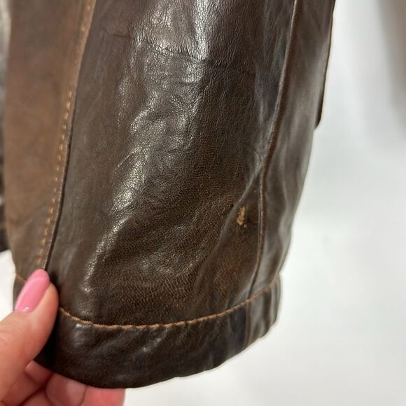 Wilsons Leather Pelle Studio Button Front Brown Jacket Size L - Picture 4 of 14